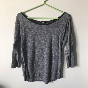 3/4 Sleeve Heather Grey shirt with Lace Detailing
